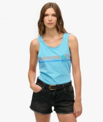Outdoor gestreept tanktopje met ronde hals