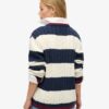 Oversized trui met strepen en kabelpatroon en V-hals Oversized trui met strepen en kabelpatroon en V-hals