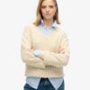 Oversized V-hals kabeltrui van gebreide kleding
