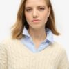 Oversized V-hals kabeltrui van gebreide kleding
