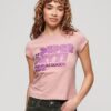 Retro T-shirt met glitterlogo