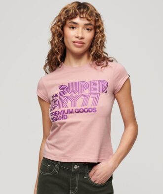 Retro T-shirt met glitterlogo