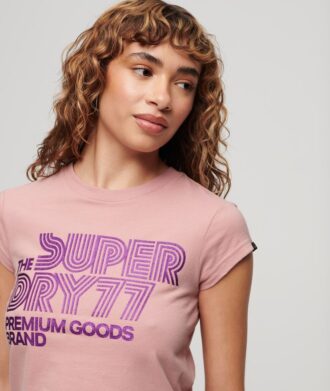 Retro T-shirt met glitterlogo