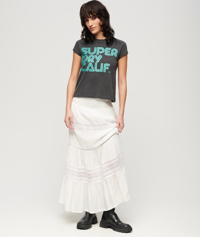 Retro T-shirt met glitterlogo Retro T-shirt met glitterlogo