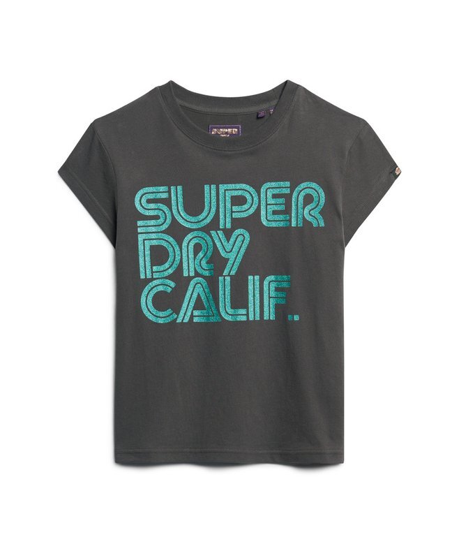 Retro T-shirt met glitterlogo Retro T-shirt met glitterlogo