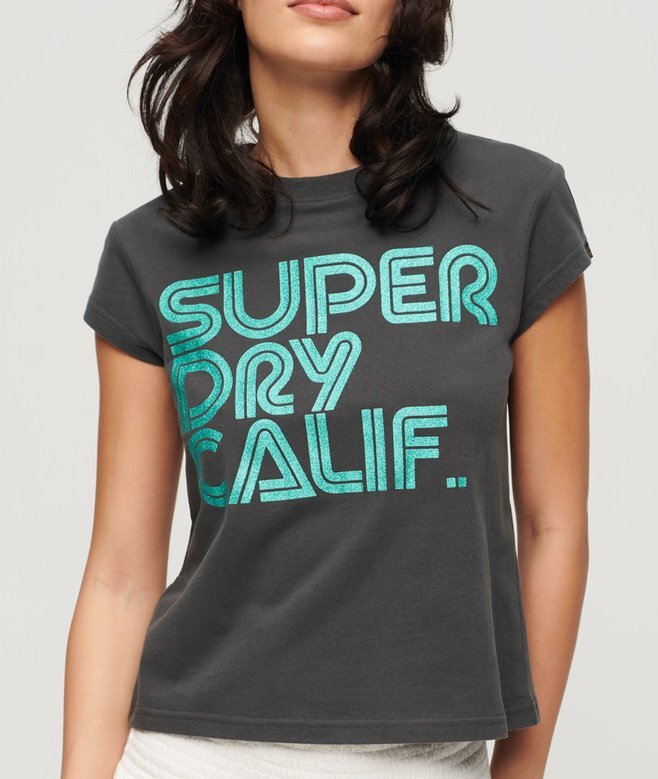 Retro T-shirt met glitterlogo Retro T-shirt met glitterlogo