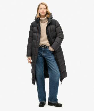 Ripstop-Puffer-jas met verlengd model
