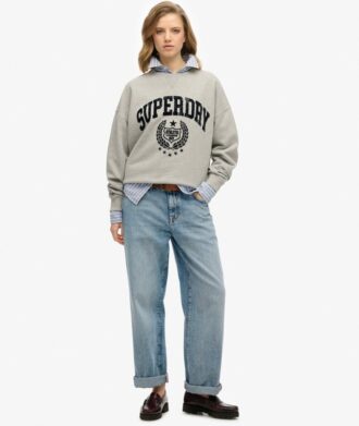 Sportief, relaxed sweatshirt met flockprint
