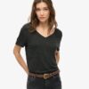 Studios Slub T-shirt met geborduurde V-hals