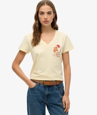 Suika Metallic Relaxed V-Neck T-shirt