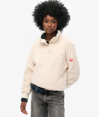 Superzachte teddyfleece met drukknoopsluiting