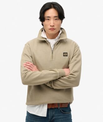 Sweatshirt met halve rits en contrasterende stiksels
