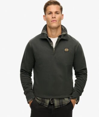 Sweatshirt met halve rits en contrasterende stiksels