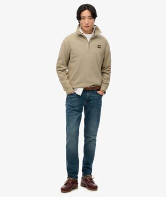 Sweatshirt met halve rits en contrasterende stiksels