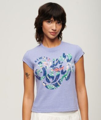 T-shirt met bloemenprint en kapmouwtjes