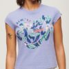 T-shirt met bloemenprint en kapmouwtjes T-shirt met bloemenprint en kapmouwtjes