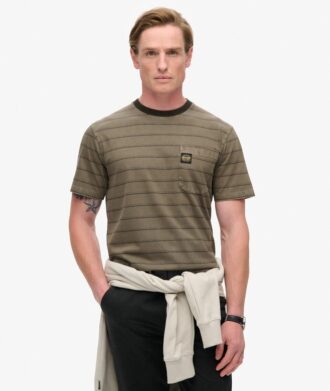 T-shirt met gestructureerde strepen en zak