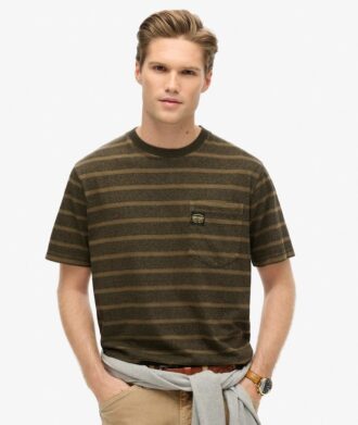 T-shirt met gestructureerde strepen en zak