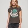 T-shirt met korte mouwen en versierde posterprint
