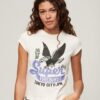T-shirt met korte mouwen en versierde posterprint