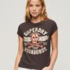 T-shirt met korte mouwen en versierde posterprint