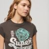 T-shirt met korte mouwen en versierde posterprint