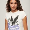 T-shirt met korte mouwen en versierde posterprint