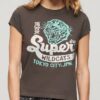 T-shirt met korte mouwen en versierde posterprint