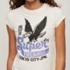 T-shirt met korte mouwen en versierde posterprint
