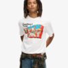 T-shirt met reispostkaart-print