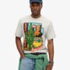 T-shirt met reispostkaart-print