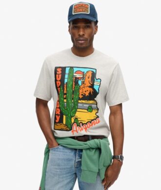 T-shirt met reispostkaart-print