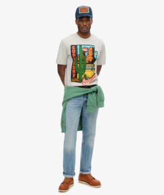 T-shirt met reispostkaart-print