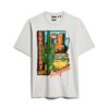 T-shirt met reispostkaart-print