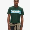 T-shirt met retro gestreept logo