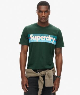 T-shirt met retro gestreept logo