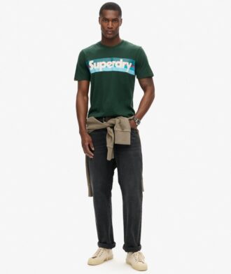 T-shirt met retro gestreept logo