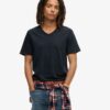 T-shirt met ruwe rand en V-hals