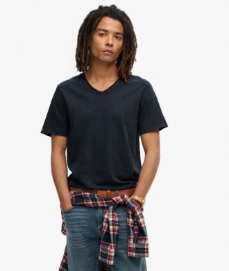 T-shirt met ruwe rand en V-hals