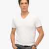 T-shirt met V-hals en geborduurd logo van Organic Cotton