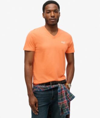 T-shirt met V-hals en Organic Cotton Essential-logo