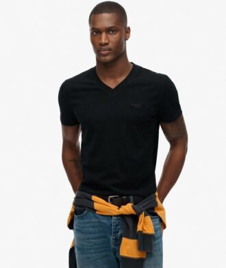 T-shirt met V-hals en Organic Cotton Essential-logo