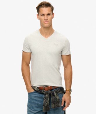 T-shirt met V-hals en Organic Cotton Essential-logo