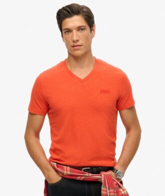 T-shirt met V-hals en Organic Cotton Essential-logo