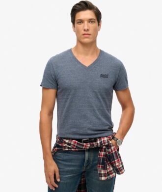 T-shirt met V-hals en Organic Cotton Essential-logo