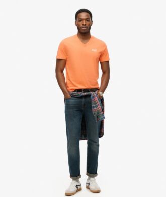 T-shirt met V-hals en Organic Cotton Essential-logo