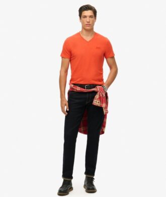 T-shirt met V-hals en Organic Cotton Essential-logo