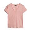 T-shirt met V-hals en slub-borduursel