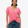 T-shirt met V-hals en slubborduursel