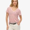 T-shirt met V-hals en slubborduursel